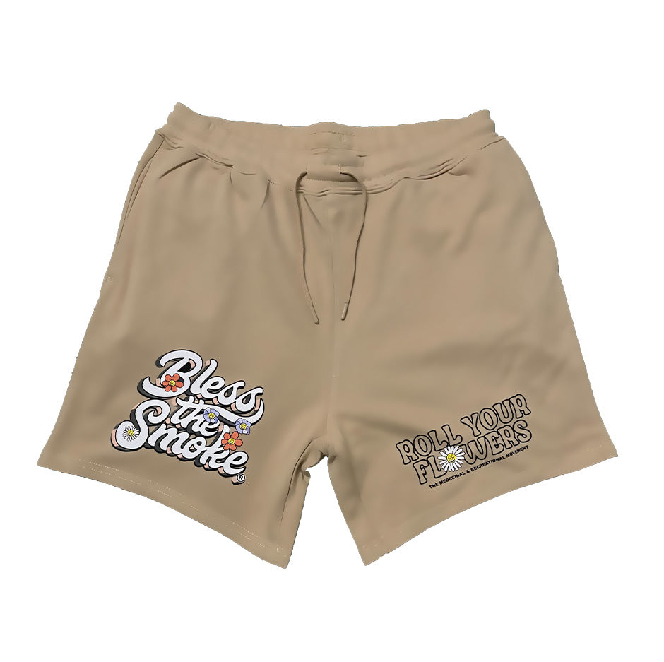 Nude Roll Your Flowers Jogger Shorts Bless the Smoke